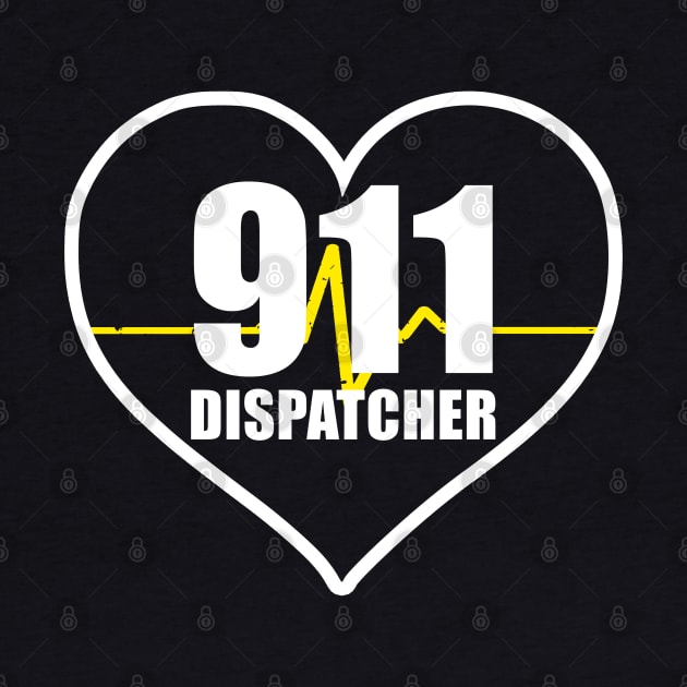 911 Dispatcher Heart Thin Gold Line by bluelinemotivation